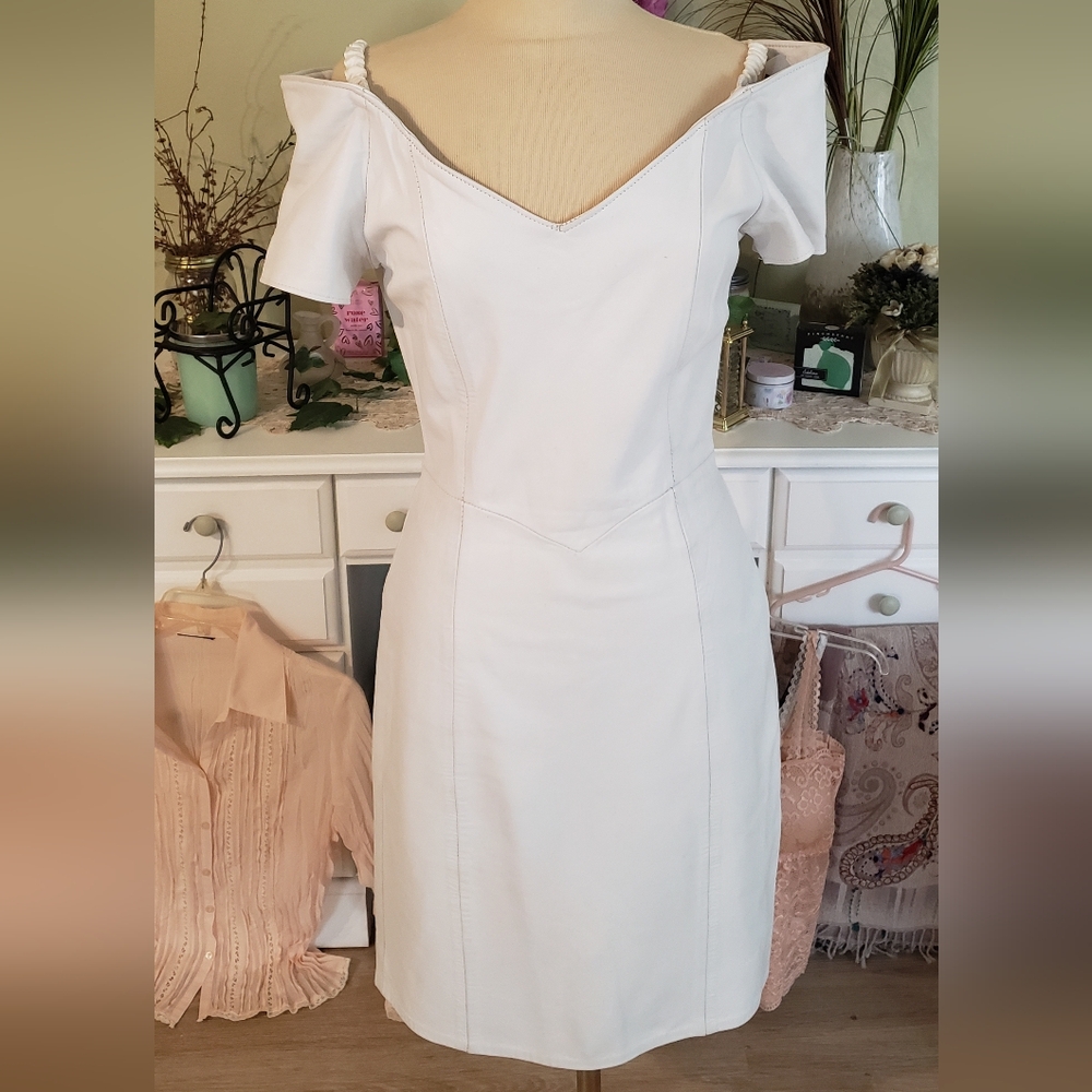 Hugo Buscati White Leather Dress